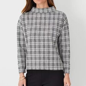 Ann Taylor Black and White Plaid Blouse